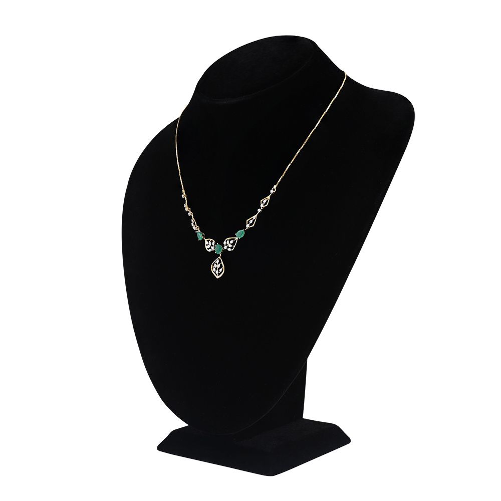 Green Leaf Diamond Necklace-Necklaces-OSN25A96-D435R1C
