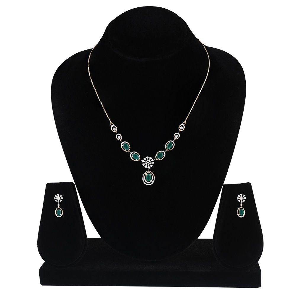 Graceful Diamond Floral Necklace Set-Diamond-ONS25A97-D435R0C
