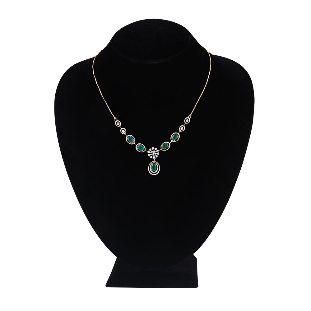 Graceful Diamond Floral Necklace-Necklaces-OSN25A97-D435R1C