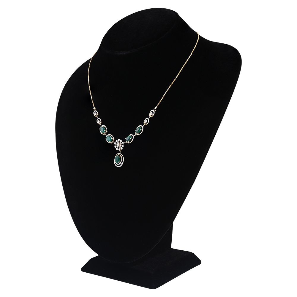 Graceful Diamond Floral Necklace-Necklaces-OSN25A97-D435R1C