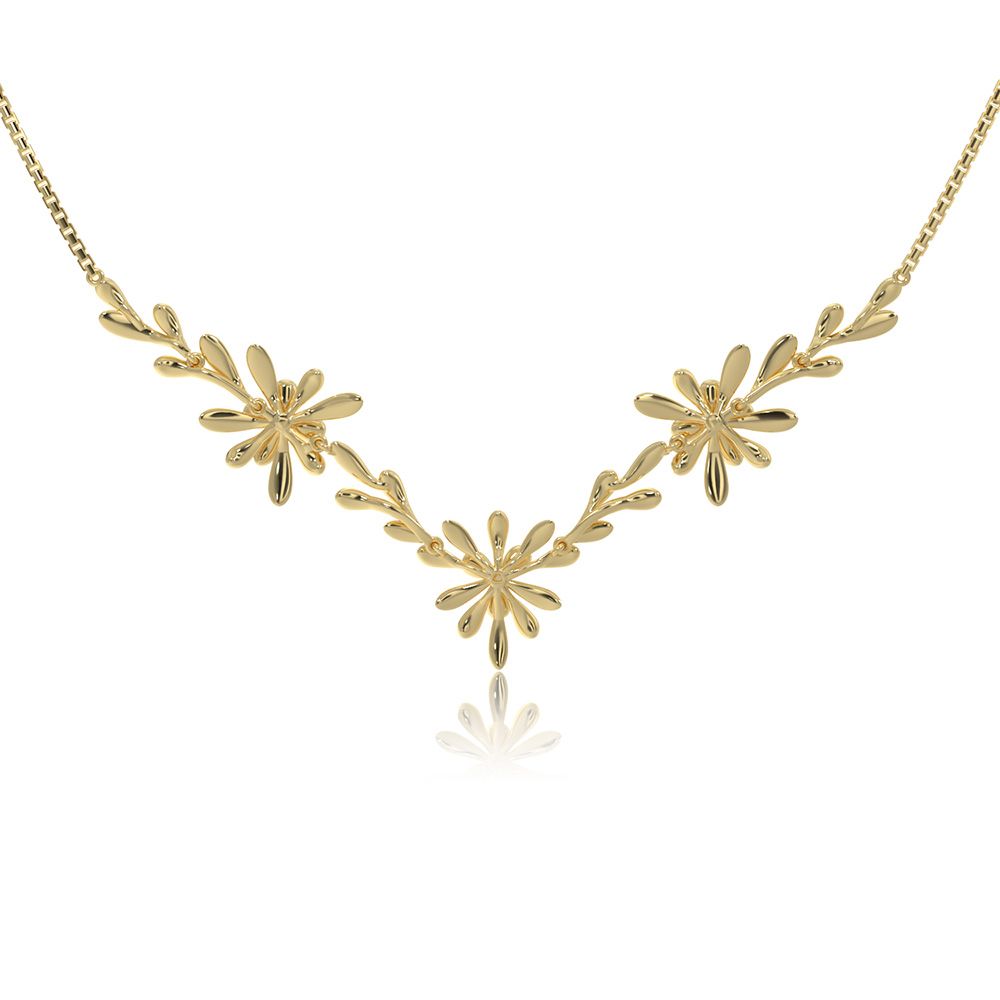 Floral Bloom 14Kt Yellow Gold Necklace-Necklaces-OSN26B27-D400R1C