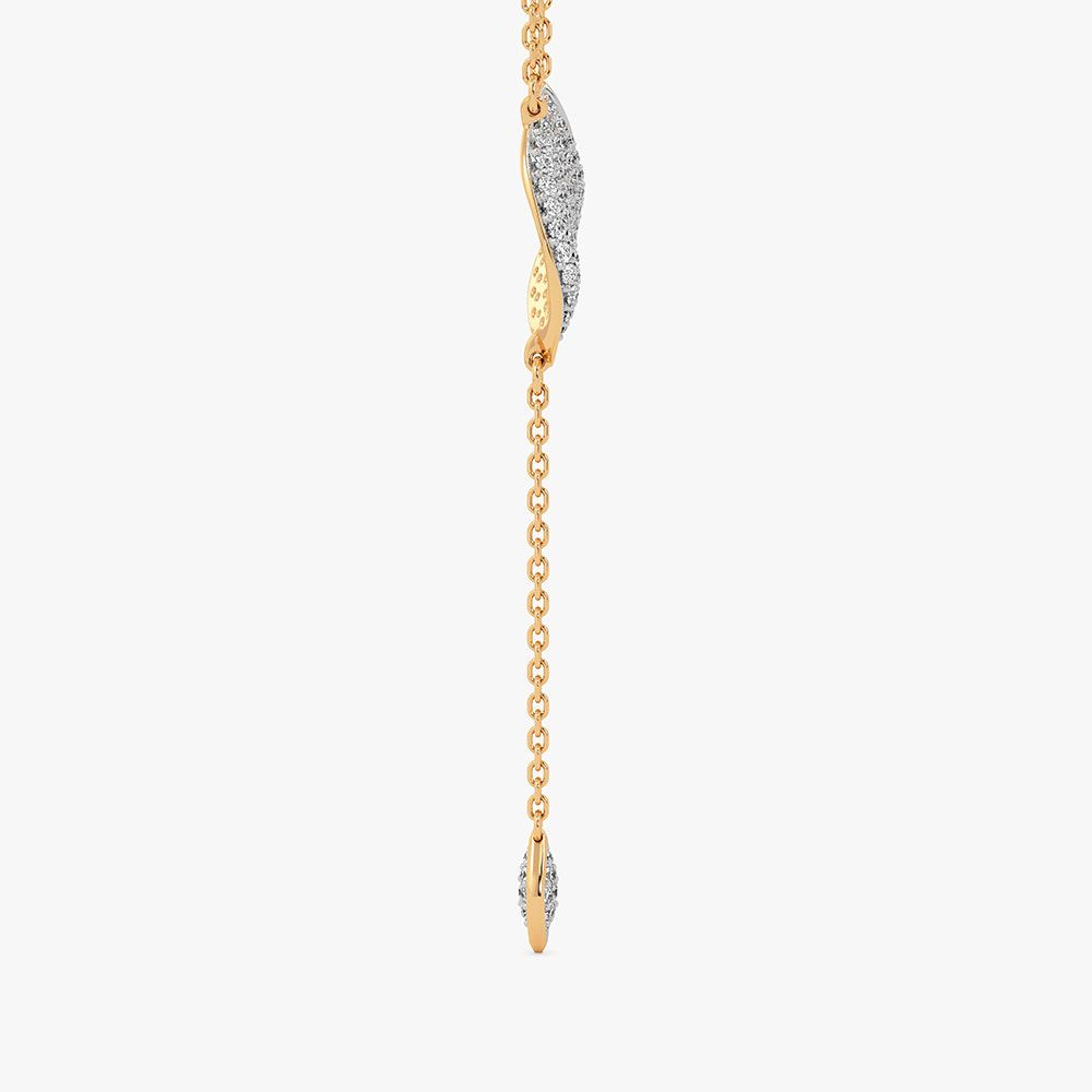 Sleek Drop 14Kt Yellow Gold Diamond Necklace-Pendants-OSN26B31-D400R1C