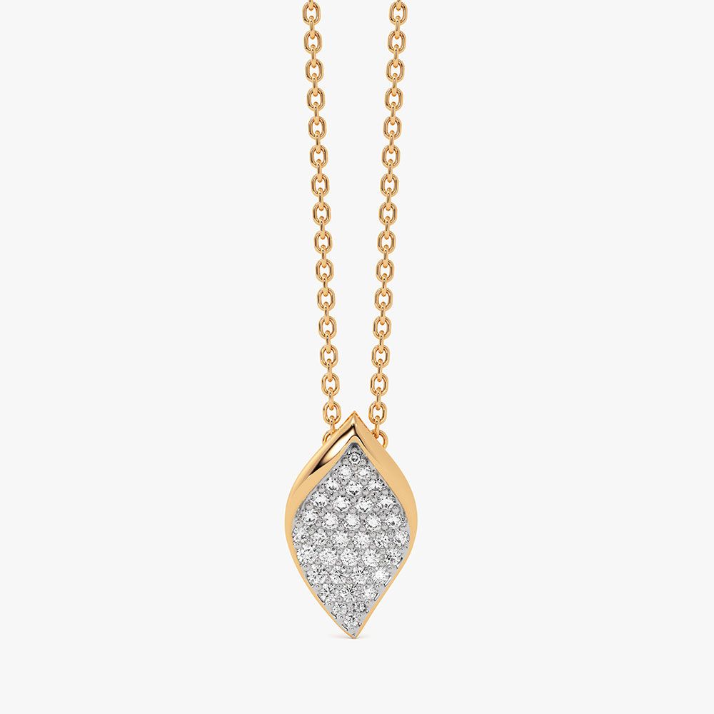 Minimal Timeless 14Kt Yellow Gold Diamond Necklace-Pendants-OSN26B32-D400R1C