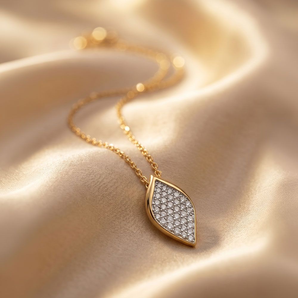 Minimal Timeless 14Kt Yellow Gold Diamond Necklace-Pendants-OSN26B32-D400R1C