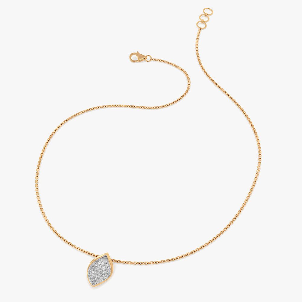 Minimal Timeless 14Kt Yellow Gold Diamond Necklace-Pendants-OSN26B32-D400R1C