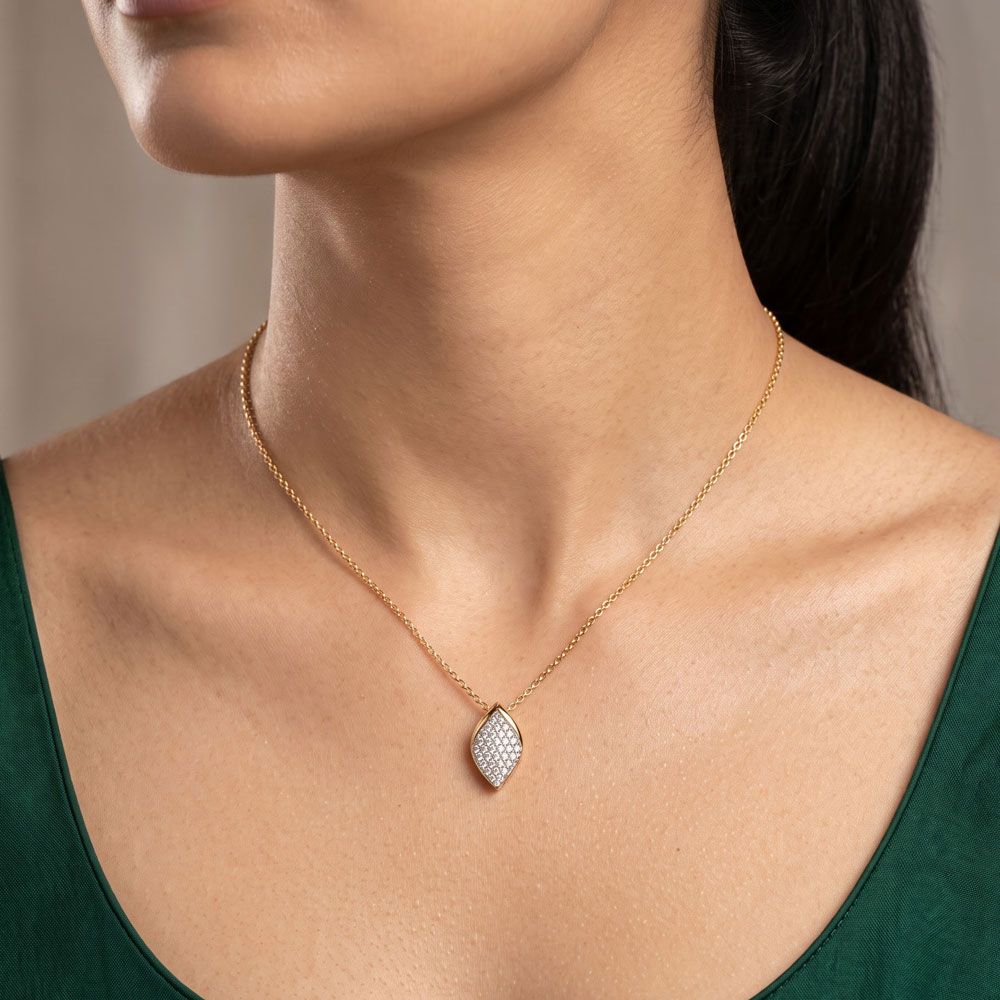 Minimal Timeless 14Kt Yellow Gold Diamond Necklace-Pendants-OSN26B32-D400R1C