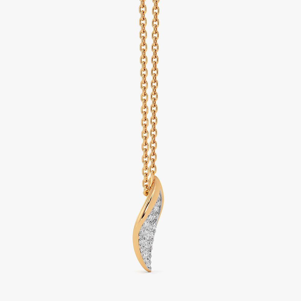 Minimal Timeless 14Kt Yellow Gold Diamond Necklace-Pendants-OSN26B32-D400R1C