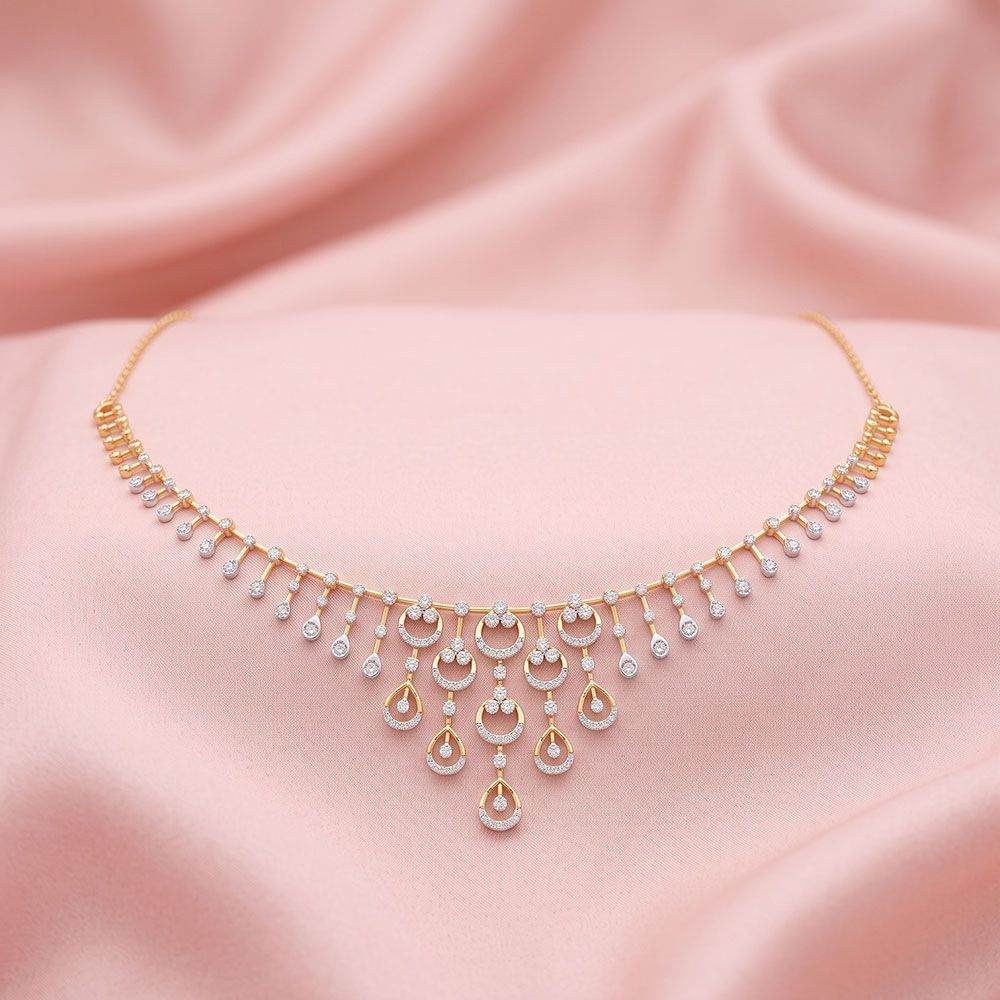 Radiant 14Kt Yellow Gold Diamond Necklace-Pendants-OSN26B38-D400R1C