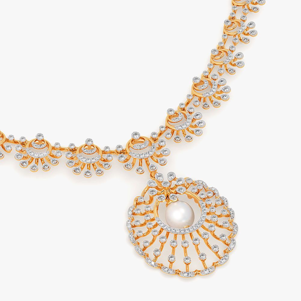 Circular Beauty 14Kt Yellow Gold Diamond Necklace-Pendants-OSN26B39-D408R1C