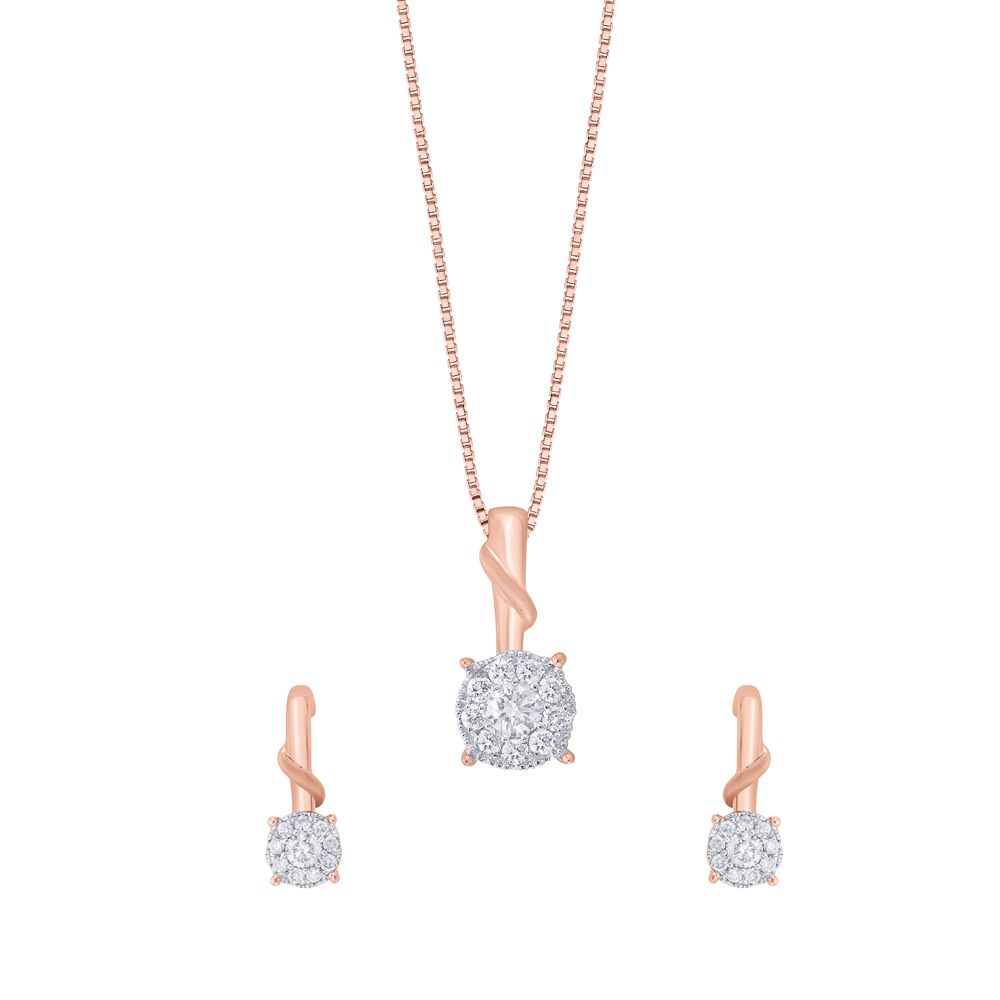 Buy Inspiring Diamond Solitaire Pendant and Earrings Set OSP11112