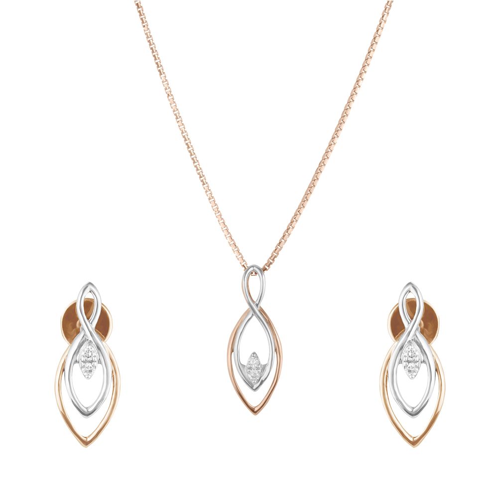 Divine Dual Toned Diamond Pendant Set-All Jewellery-OSP12062-D400O0C
