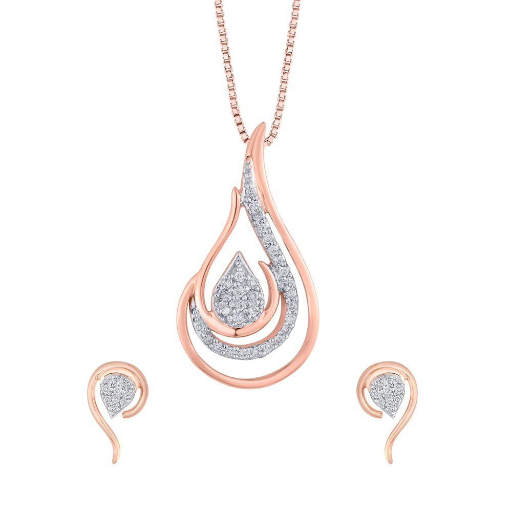 Enticing Droplet Design Diamond Pendant Set-Diamond-OSP12084-D400X0C