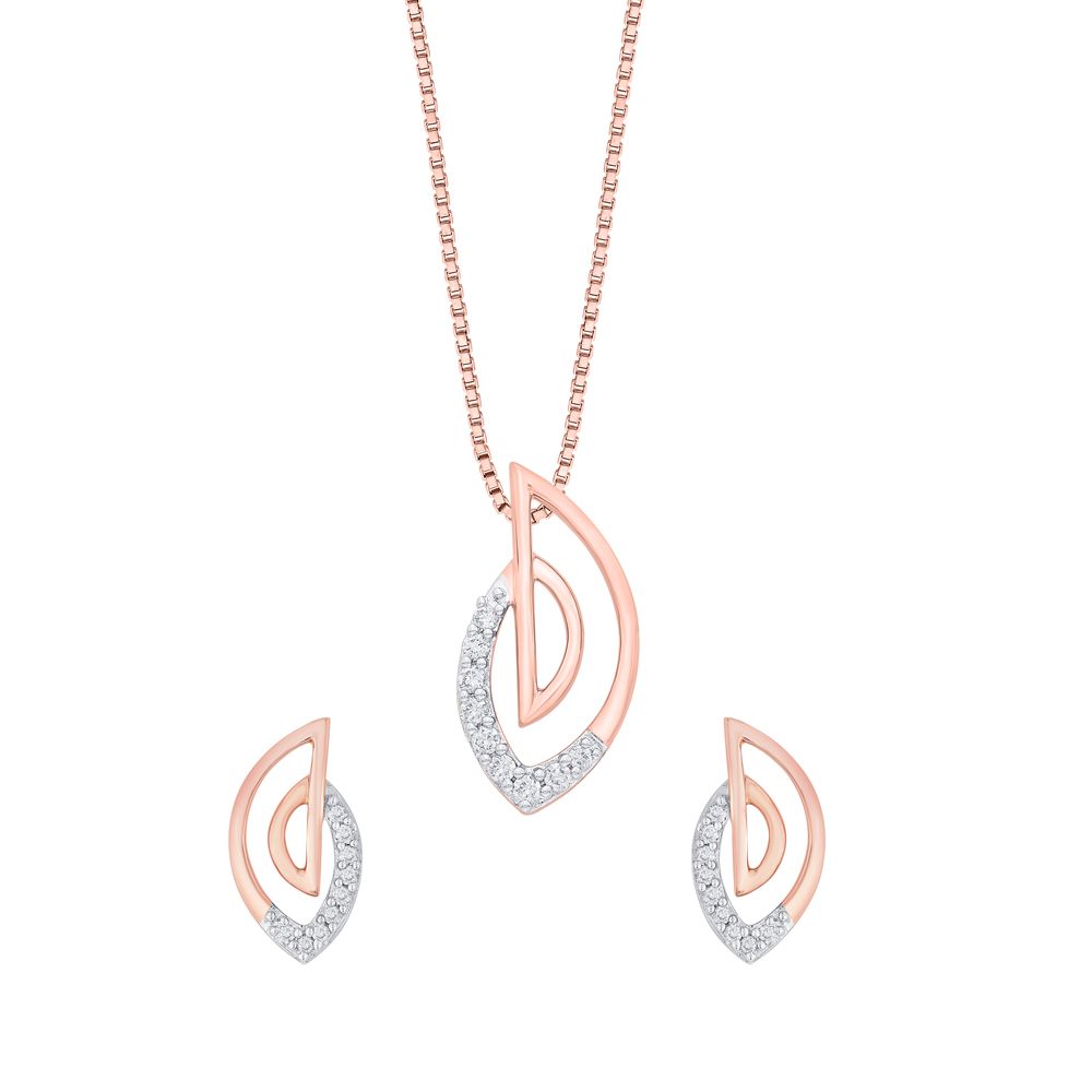 Semi-circular Diamond Pendant and Earrings Set in 14Kt Gold-All Jewellery-OSP14011-D400X0C