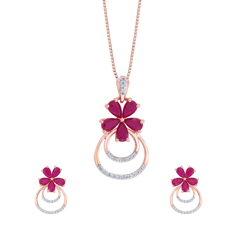 Flower Pendant Solitaire Diamond Pendant Tanishq Buy Pink Stone