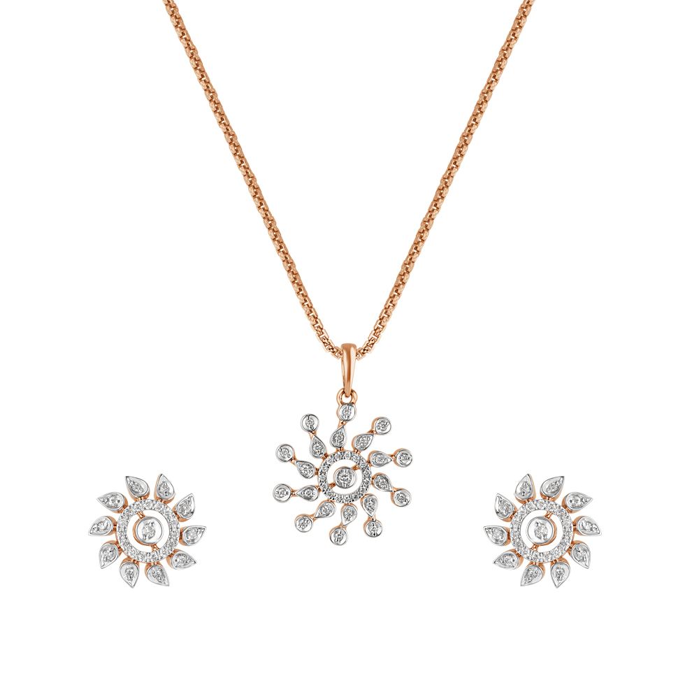 Traditional Wear Diamond Pendant and Earrings Set-All Jewellery-OSP18016-D400X0B