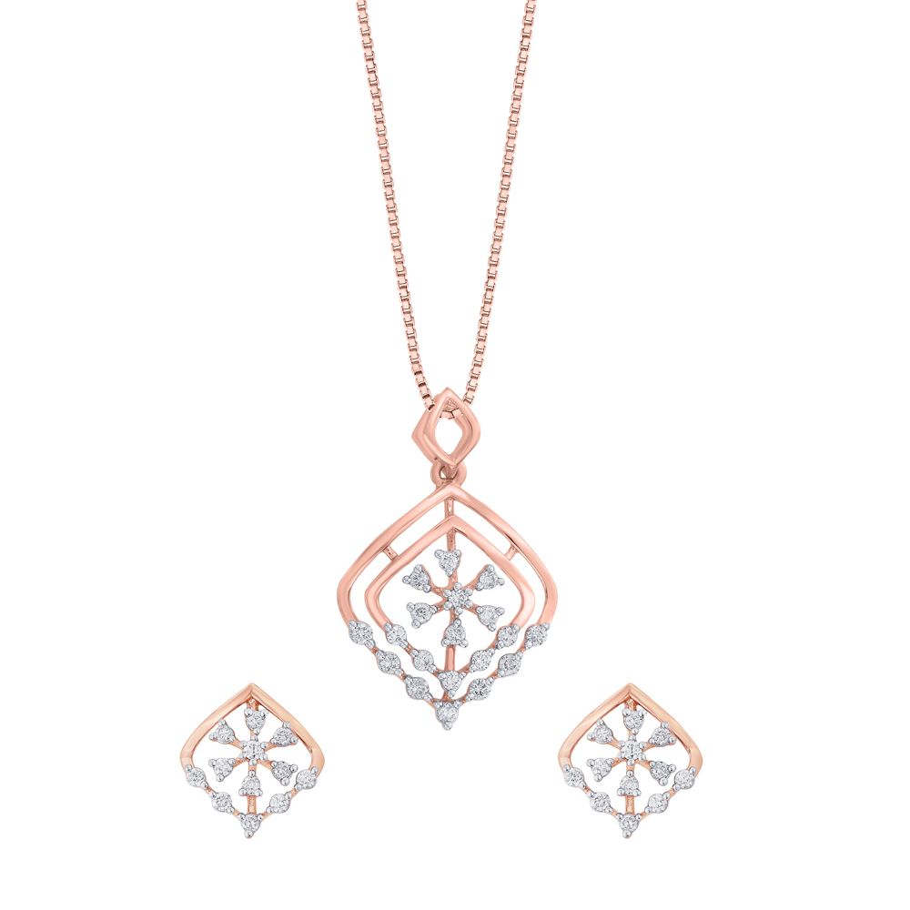 Interwoven Design Diamond Pendant and Earrings Set-All Jewellery-OSP19012-D400X0B