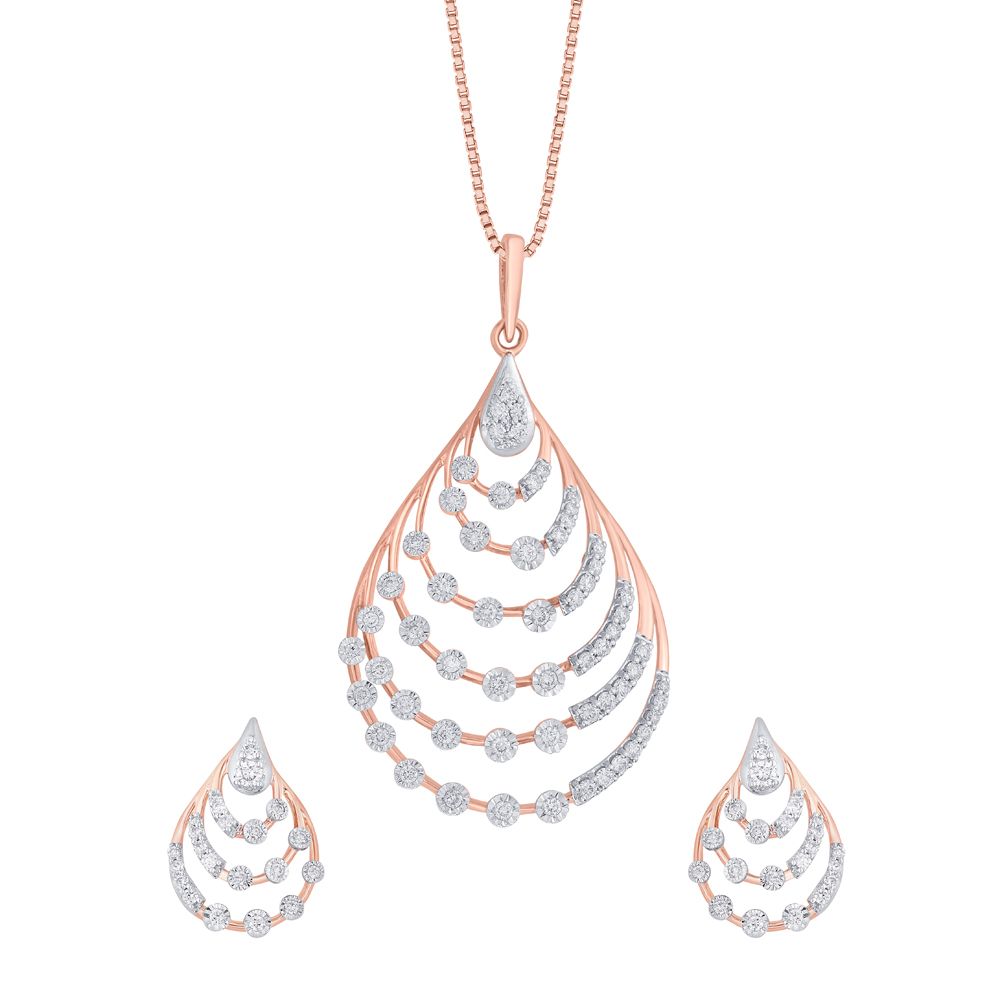 Classic Dewdrop Design Diamond Jewellery Set-All Jewellery-OSP22002-D400X0C