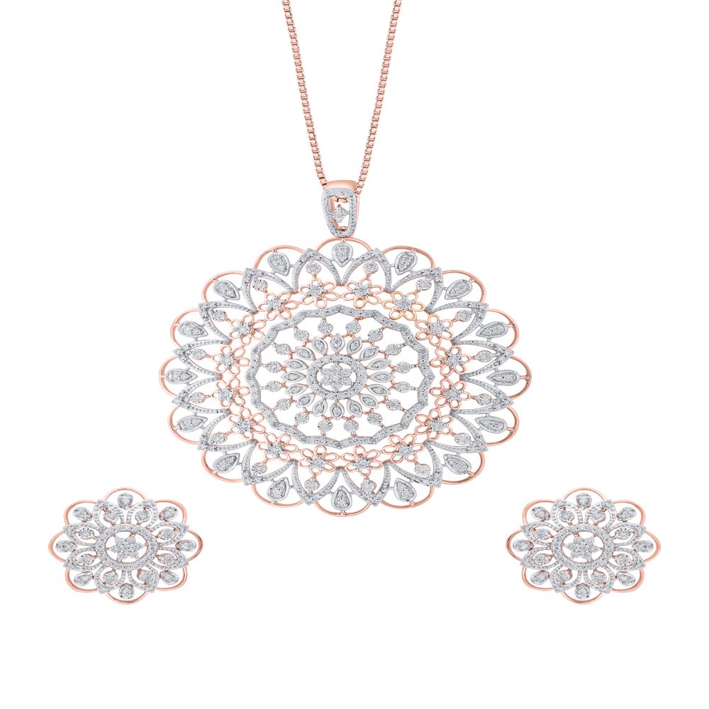 Blooming Shine Diamond Pendant Set-Diamond-OSP22046-D400X0C