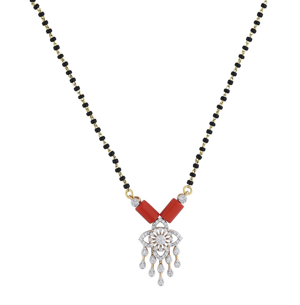 Coral and Diamond Gold Tanmaniya-All Jewellery-OTN21039-D409X3C