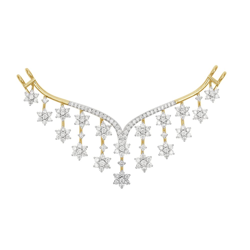 Stunning Yellow Gold Flower Drop Tanmaniya in 18KT-All Jewellery-OTN23013-D300R0B