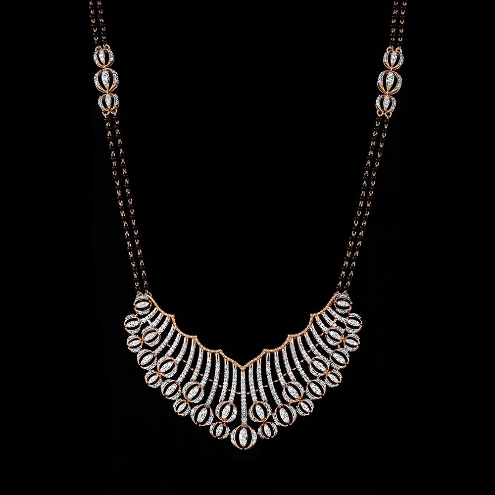 Ethereal 18Kt Rose Gold and Diamond Mangalsutra-All Jewellery-OTN23V02