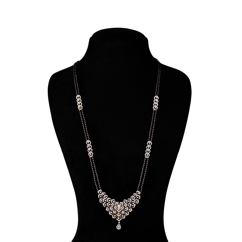 Glamorous 18Kt Rose Gold Mangalsutra With Diamonds-Diamond-OTN23V04-D400XKB