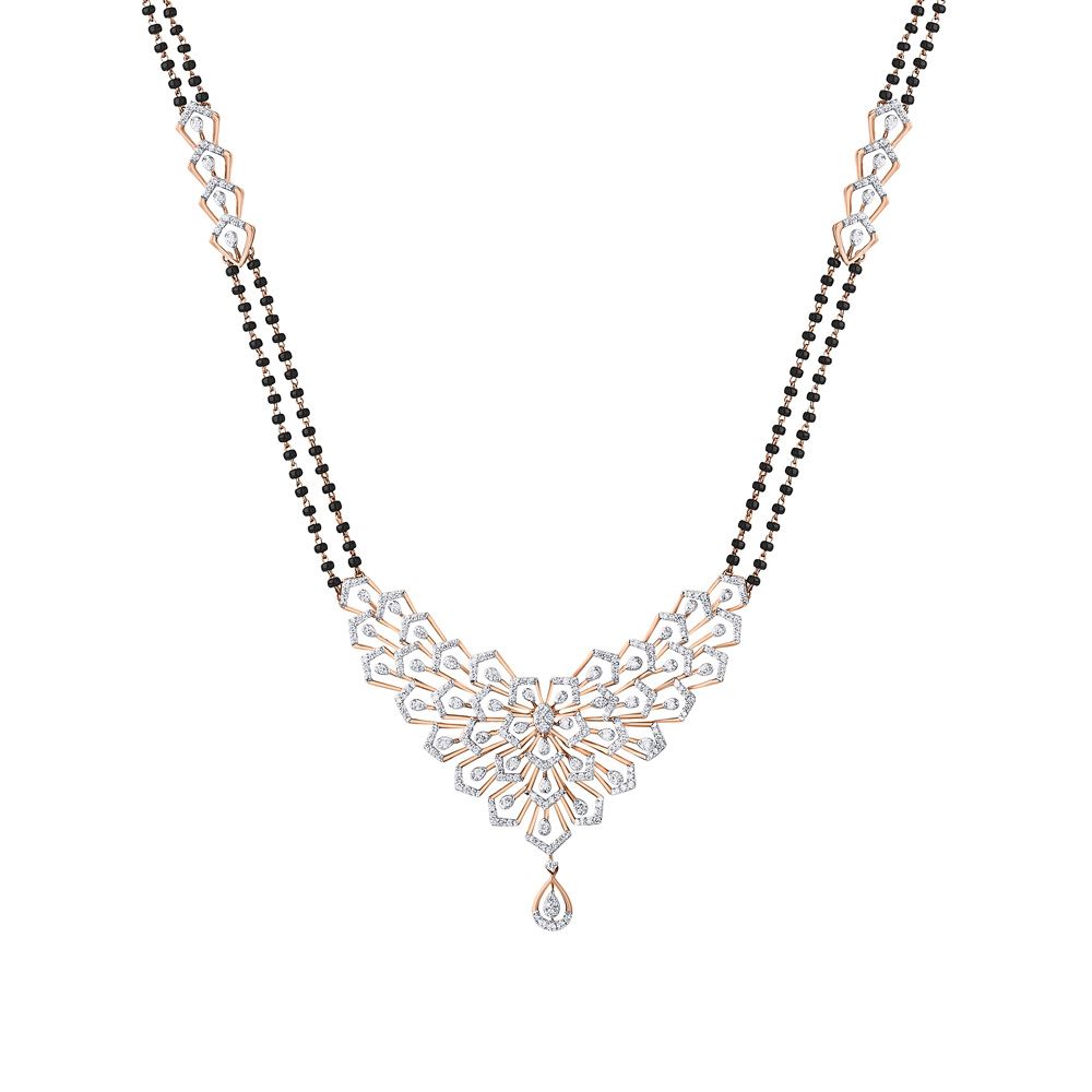 Glamorous 18Kt Rose Gold Mangalsutra With Diamonds-Diamond-OTN23V04-D400XKB