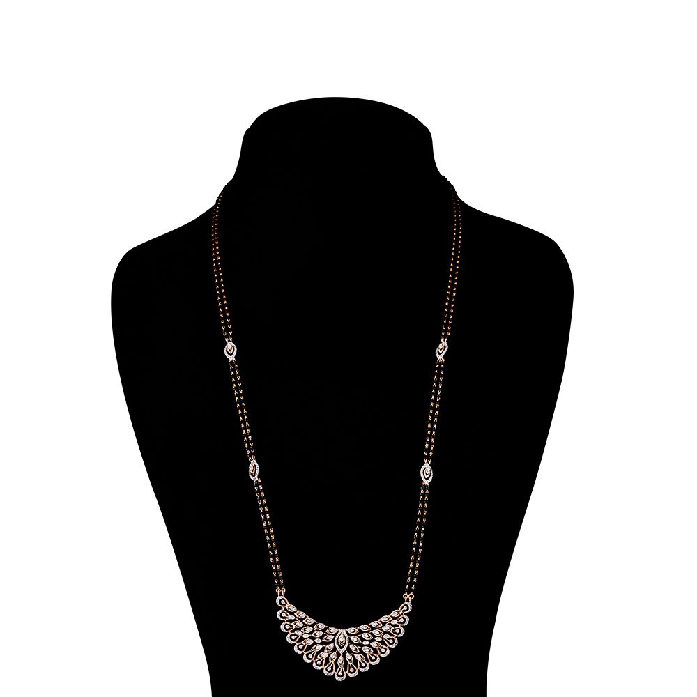 Peacock Motif 18Kt Rose Gold and Diamond Mangalsutra-New Arrivals-OTN23V06