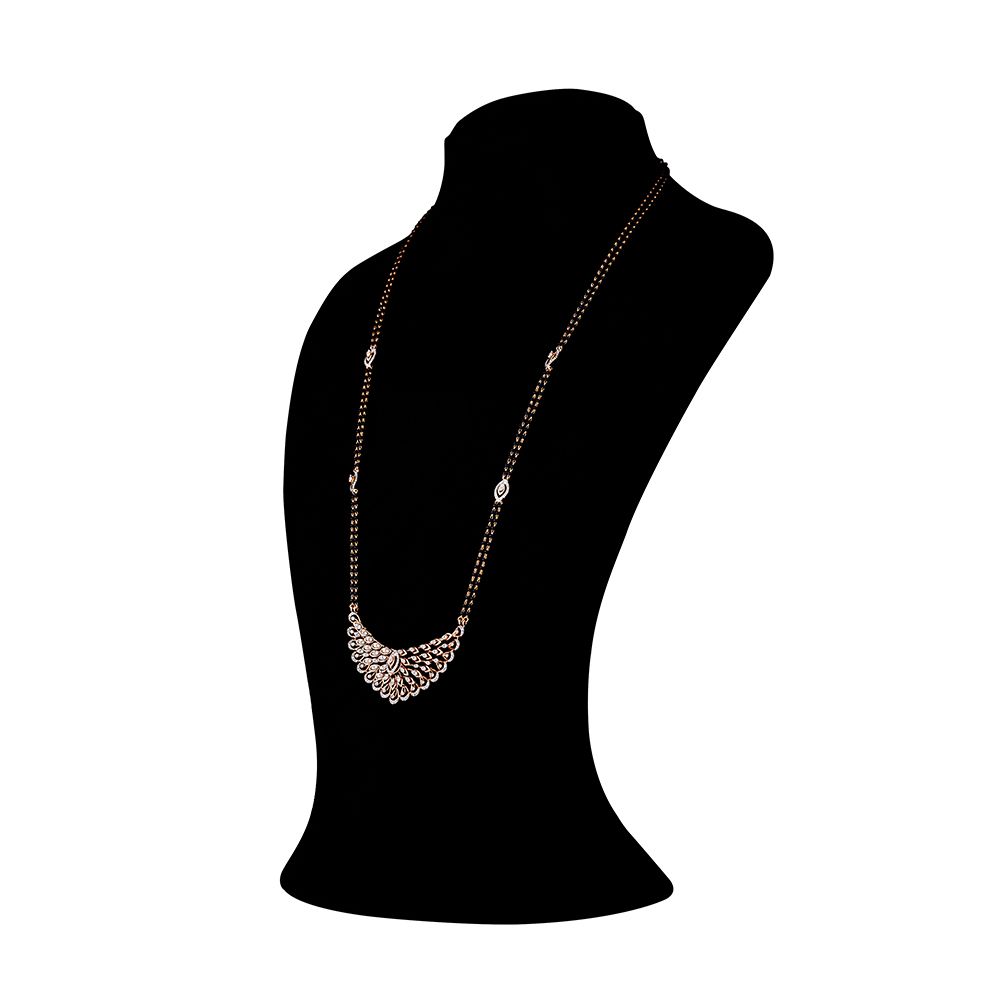 Peacock Motif 18Kt Rose Gold and Diamond Mangalsutra-New Arrivals-OTN23V06