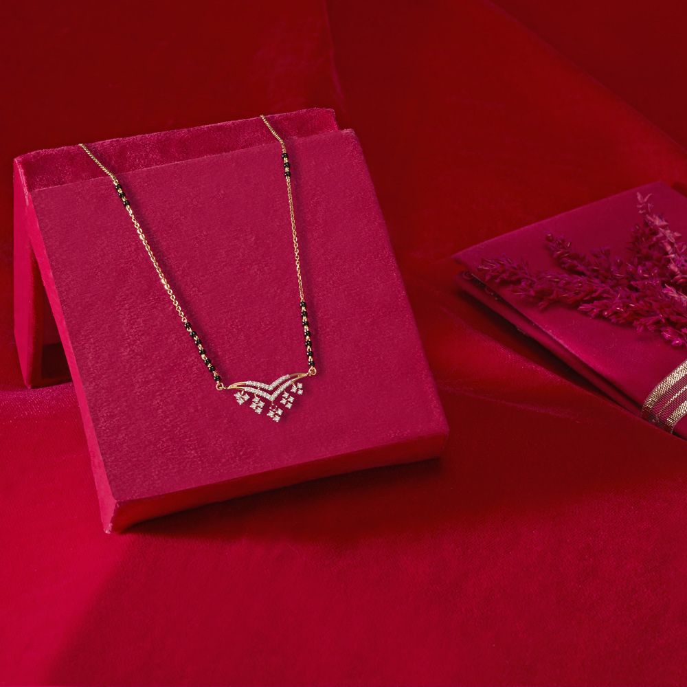 Beautiful Chevron Design Diamond Tanmaniya with Chain-All Jewellery-OTN23V11-D400R3B