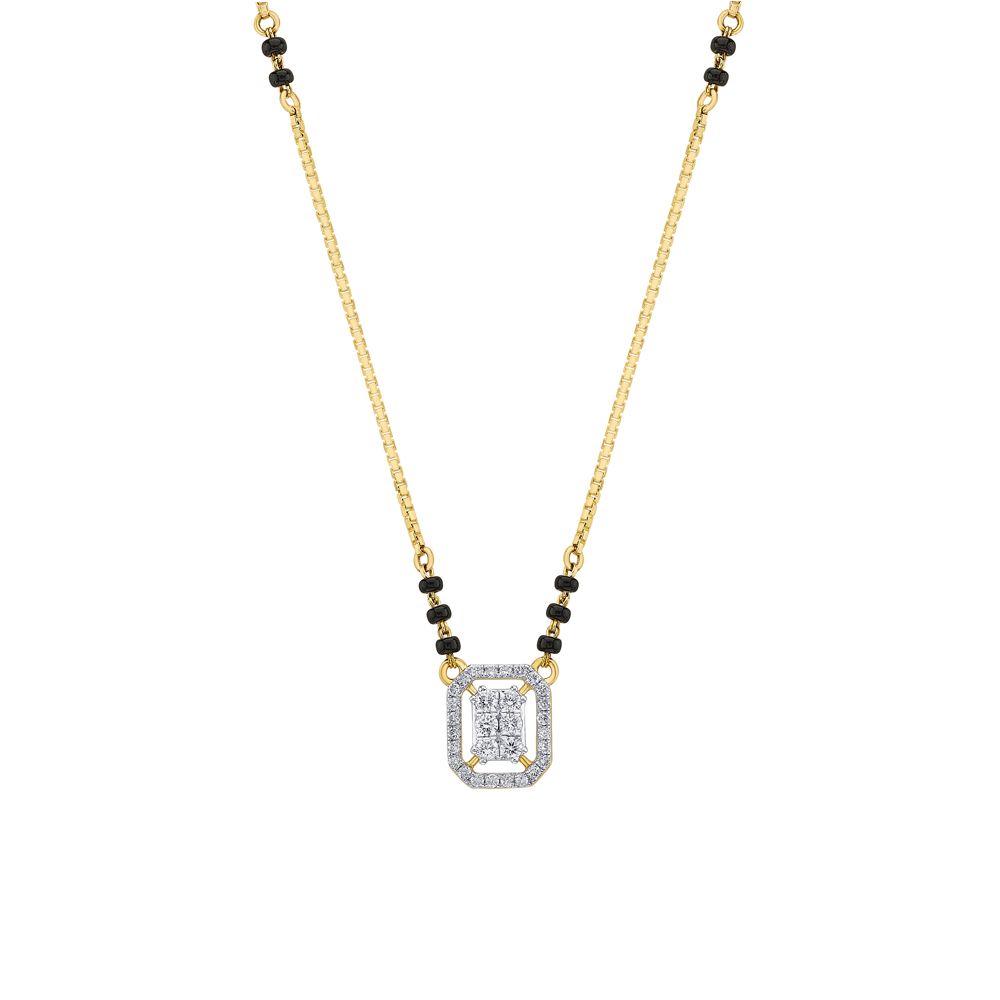 Fine Geometric Diamond and Black Bead Tanmaniya with Chain-Diamond-OTN23V13-D400R3B