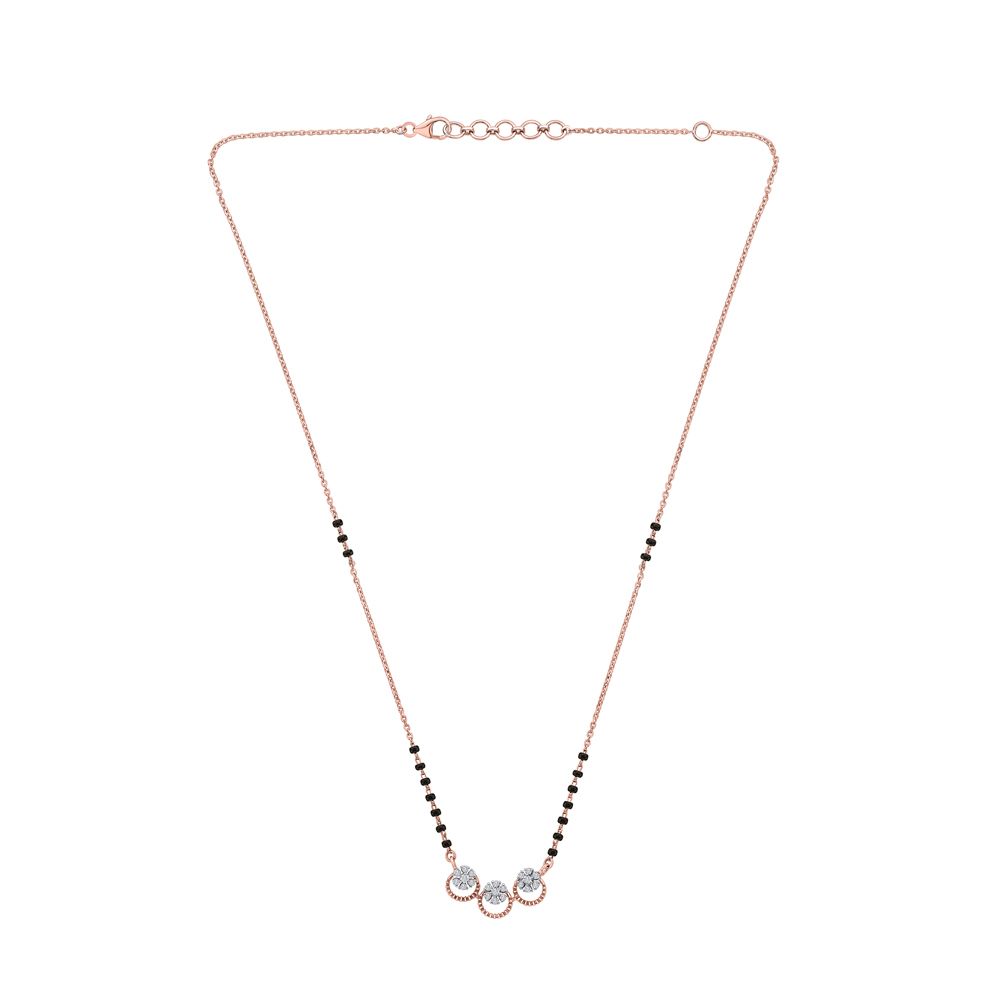 Delicate Floral and Black Beaded Tanmaniya with Chain-Diamond-OTN23V14-D400X3B