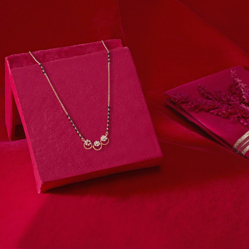 Delicate Floral and Black Beaded Tanmaniya with Chain-Diamond-OTN23V14-D400X3B