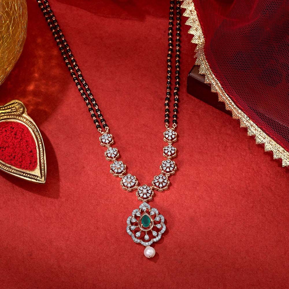 Classy Diamond and Rose Gold Mangalsutra-All Jewellery-OTN24V02