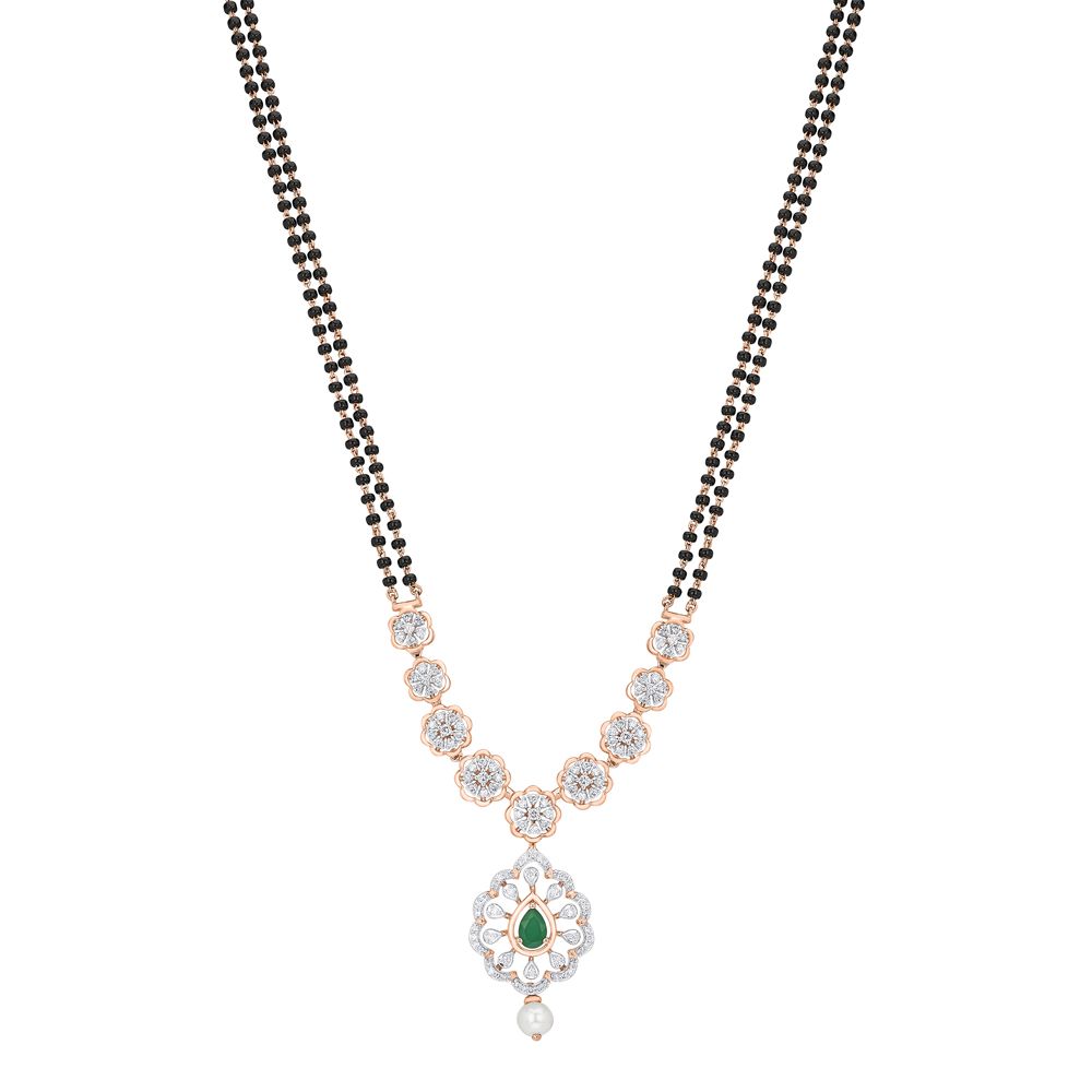 Classy Diamond and Rose Gold Mangalsutra-All Jewellery-OTN24V02