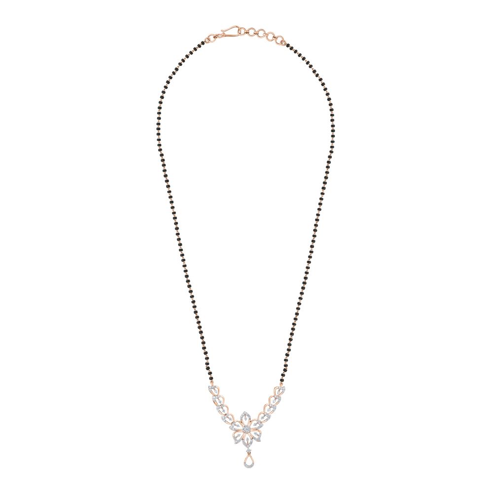 Leaf Design Diamond and Rose Gold Mangalsutra-All Jewellery-OTN24V03