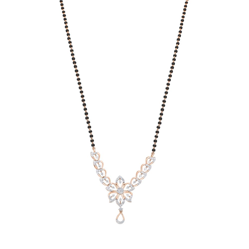 Leaf Design Diamond and Rose Gold Mangalsutra-All Jewellery-OTN24V03