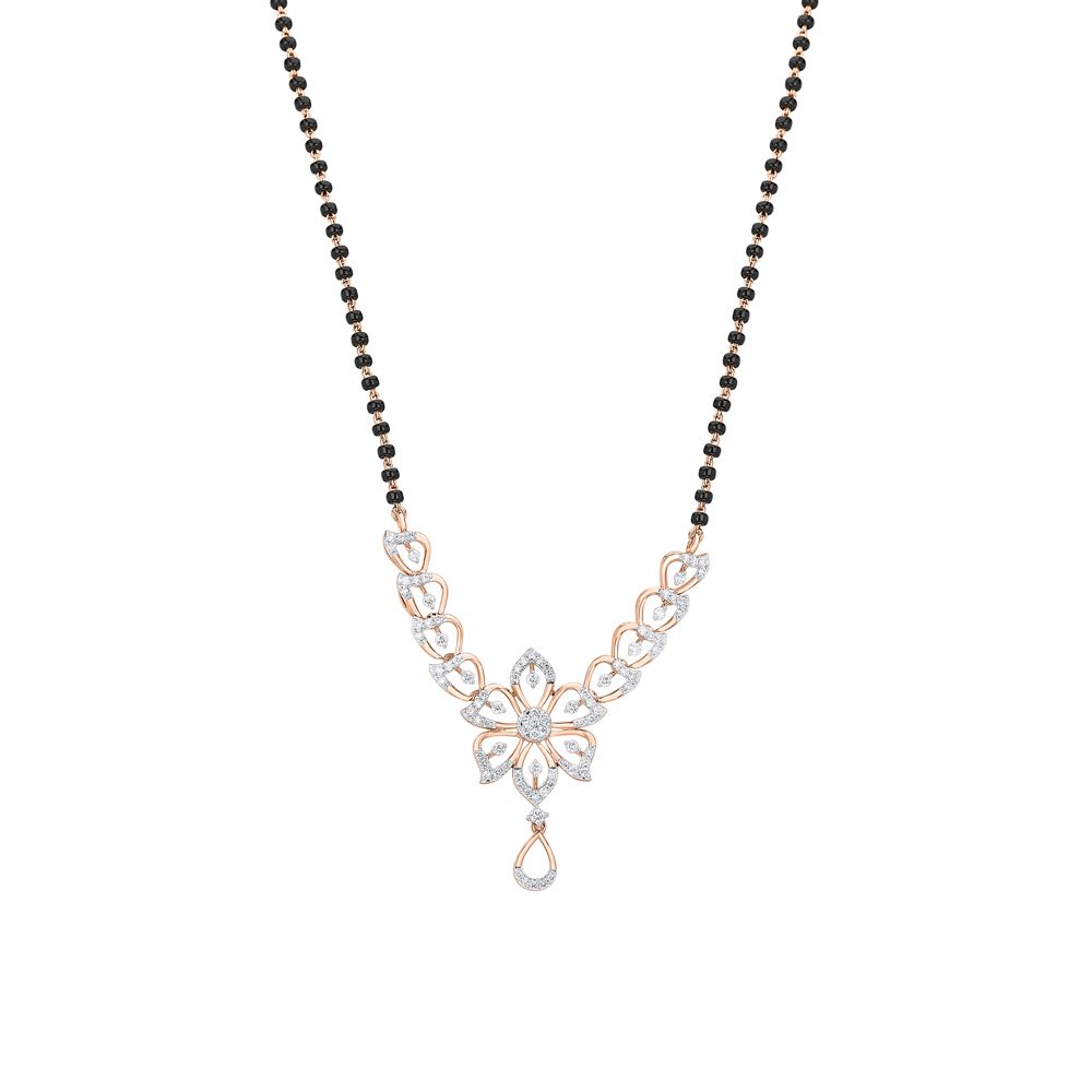 Leaf Design Diamond and Rose Gold Mangalsutra-All Jewellery-OTN24V03