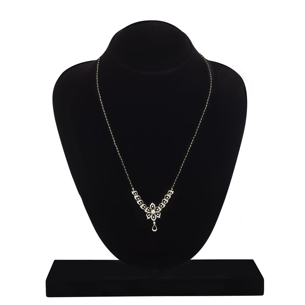 Leaf Design Diamond and Rose Gold Mangalsutra-All Jewellery-OTN24V03