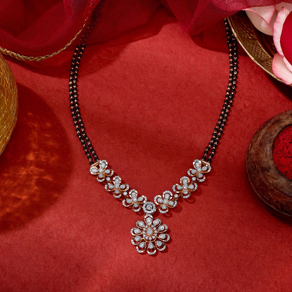 Flower Studded Diamond mangalsutra-All Jewellery-OTN24V06