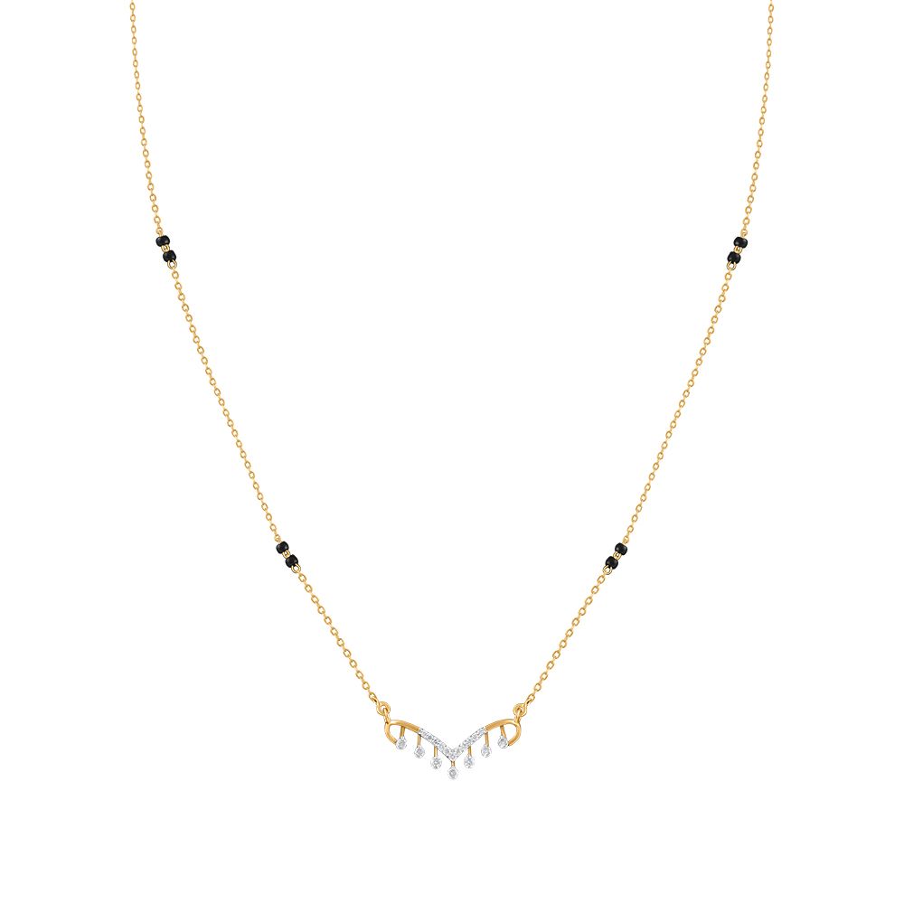 Modern Diamond and yellow Gold Mangalsutra-All Jewellery-OTN24V15-D400RDB