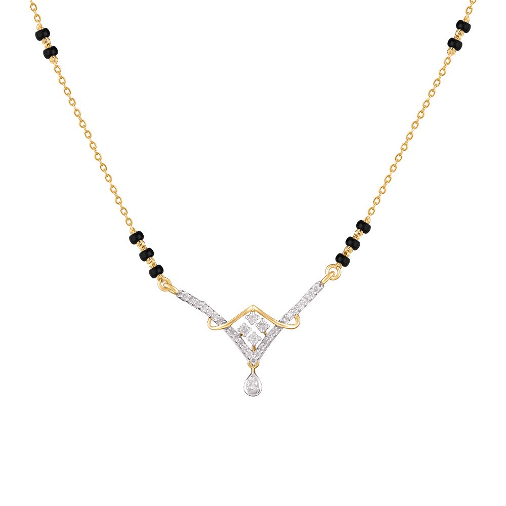 Graceful Black Beads and Diamond Mangalsutra-All Jewellery-OTN24V16-D400RDB