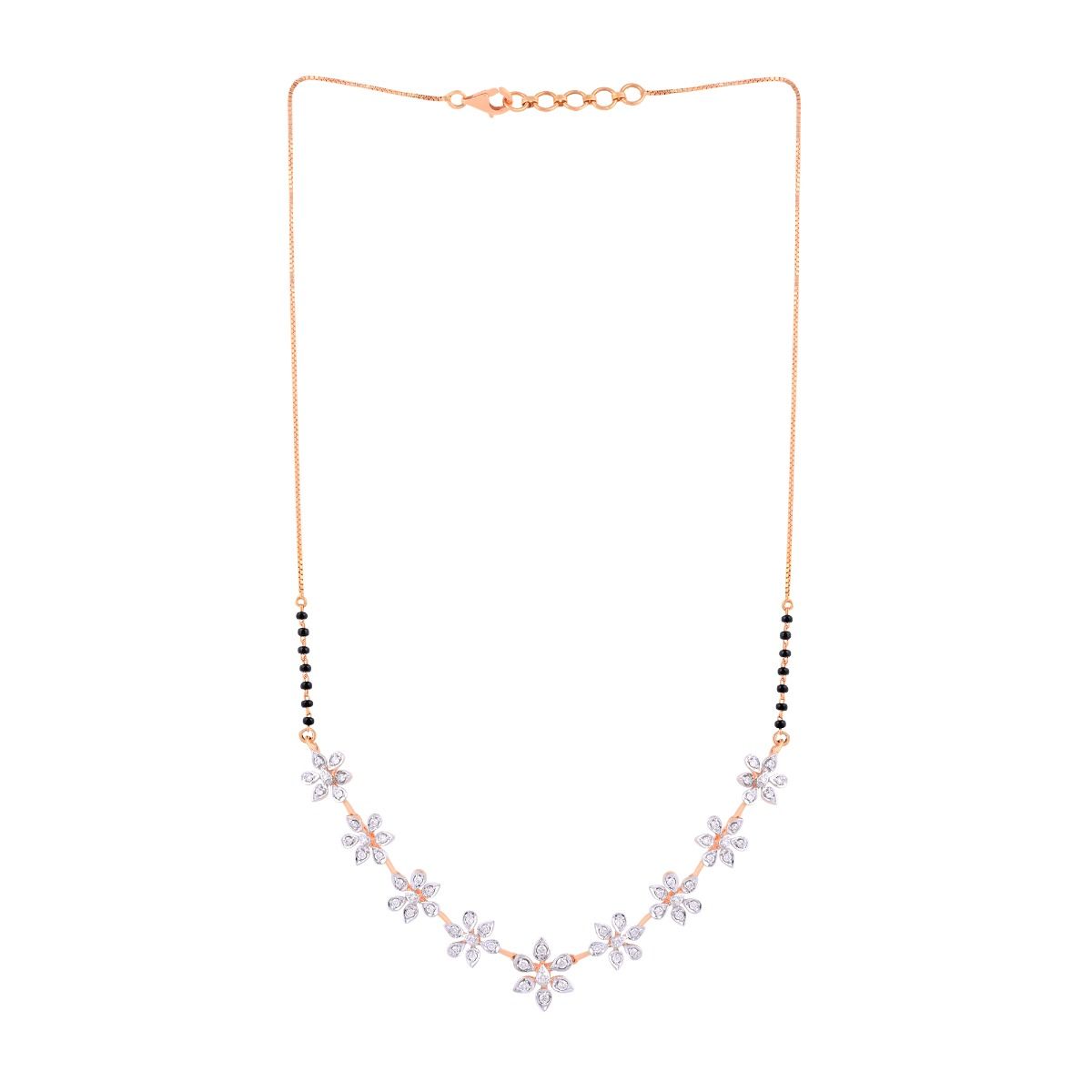 Floral Diamond and Rose Gold Mangalsutra-All Jewellery-OTN24V84-D400XWB