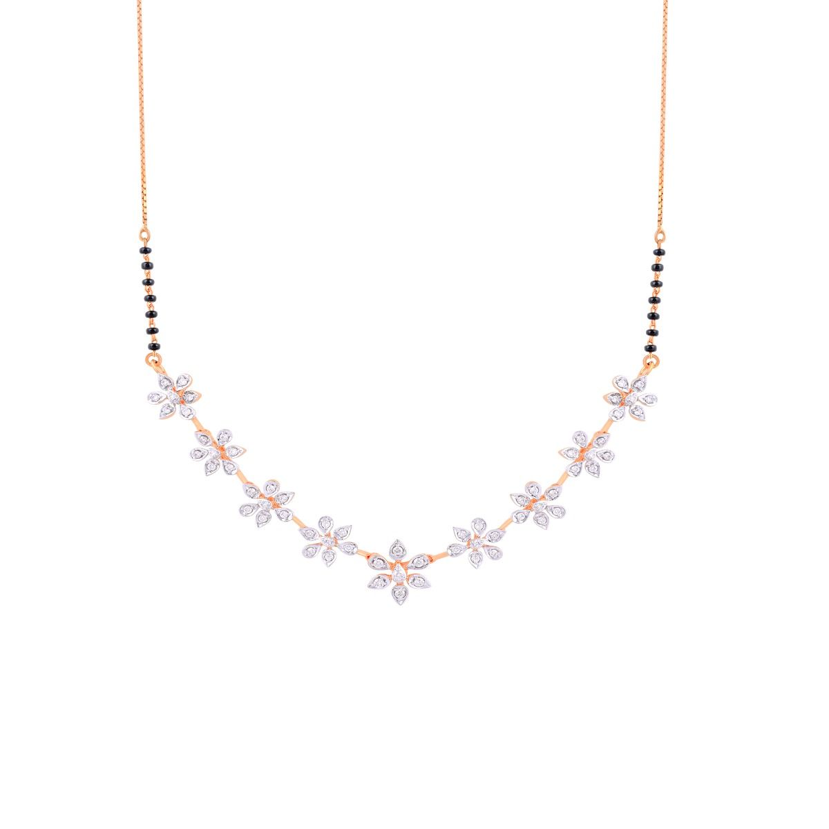 Floral Diamond and Rose Gold Mangalsutra-All Jewellery-OTN24V84-D400XWB