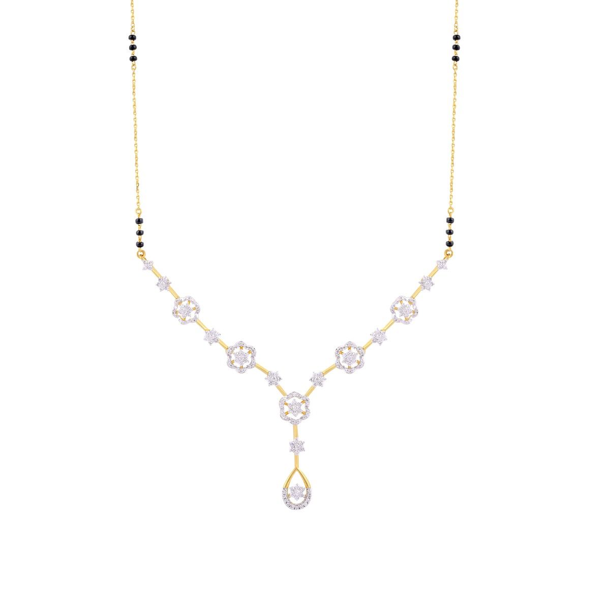 Flower Patterned Diamond Mangalsutra-All Jewellery-OTN24V90-D400RWB