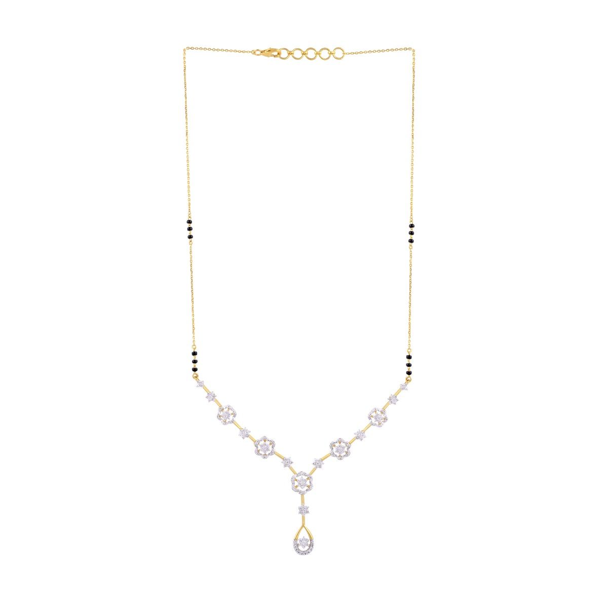 Flower Patterned Diamond Mangalsutra-All Jewellery-OTN24V90-D400RWB