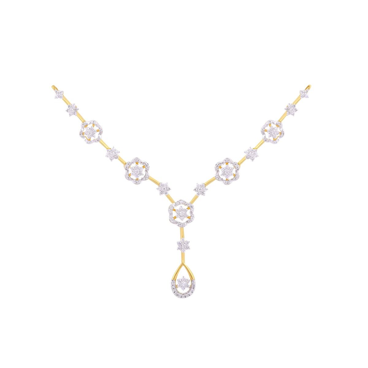 Flower Patterned Diamond Mangalsutra-All Jewellery-OTN24V90-D400RWB