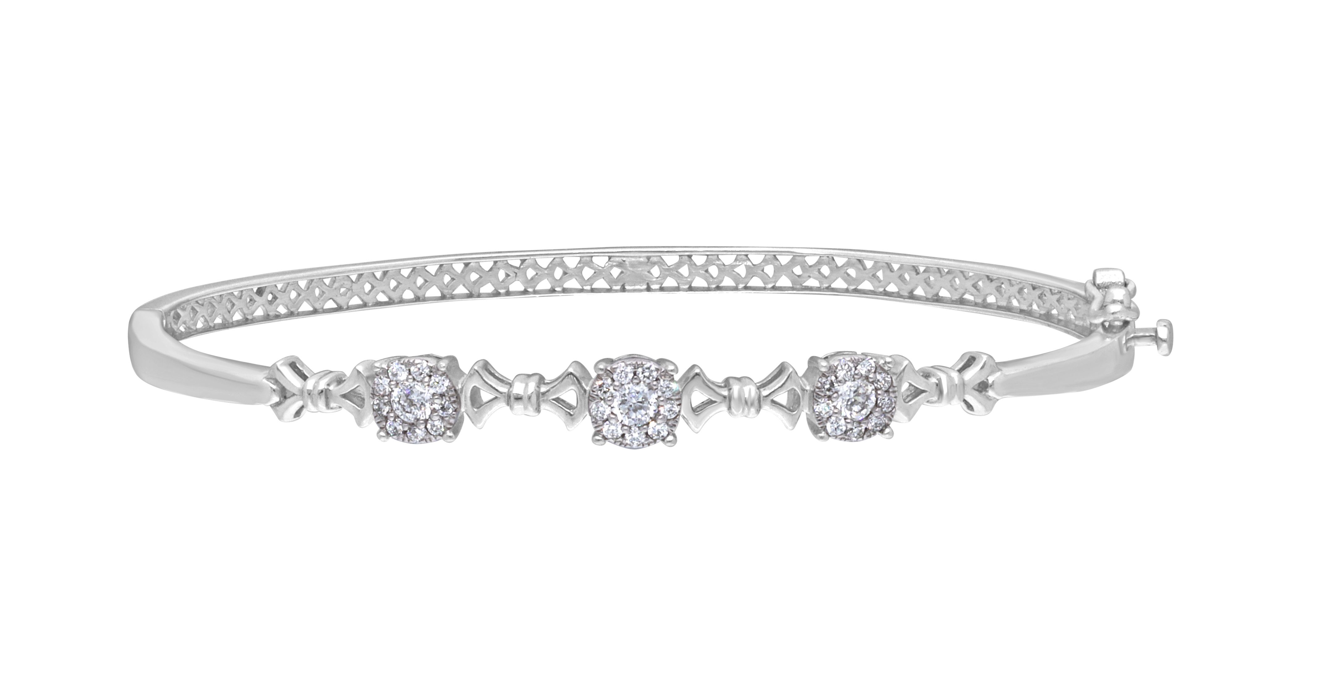 Glossy Diamond and Platinum Crown Star Bracelet-Bracelets-PBF17005-M200PED
