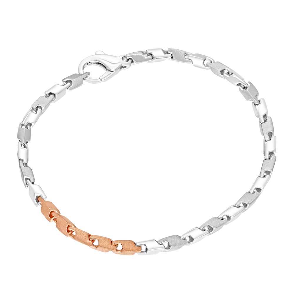 Dual Toned Platinum Mens Bracelet-Shop By Gender-PBR21009-D000OED