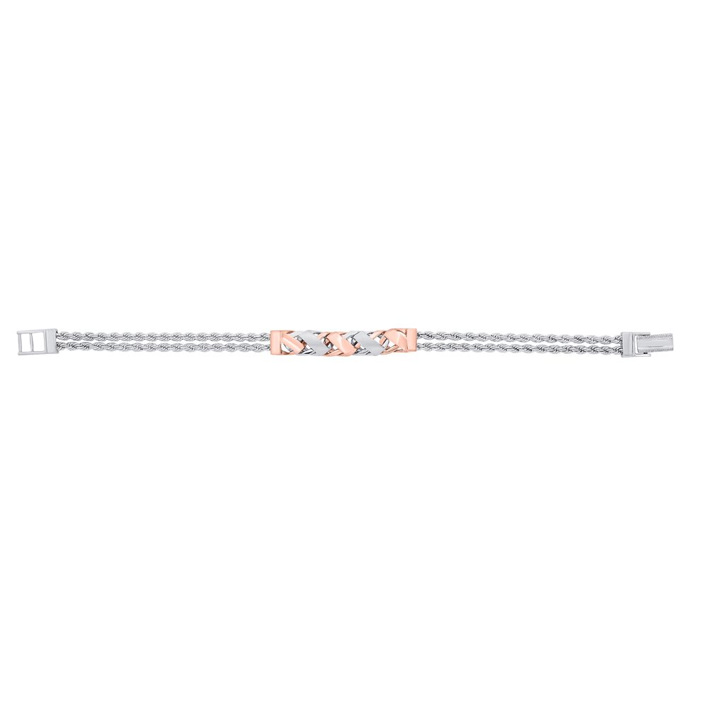 Woven Platinum Bracelet for Men-Bracelets-PBR21019